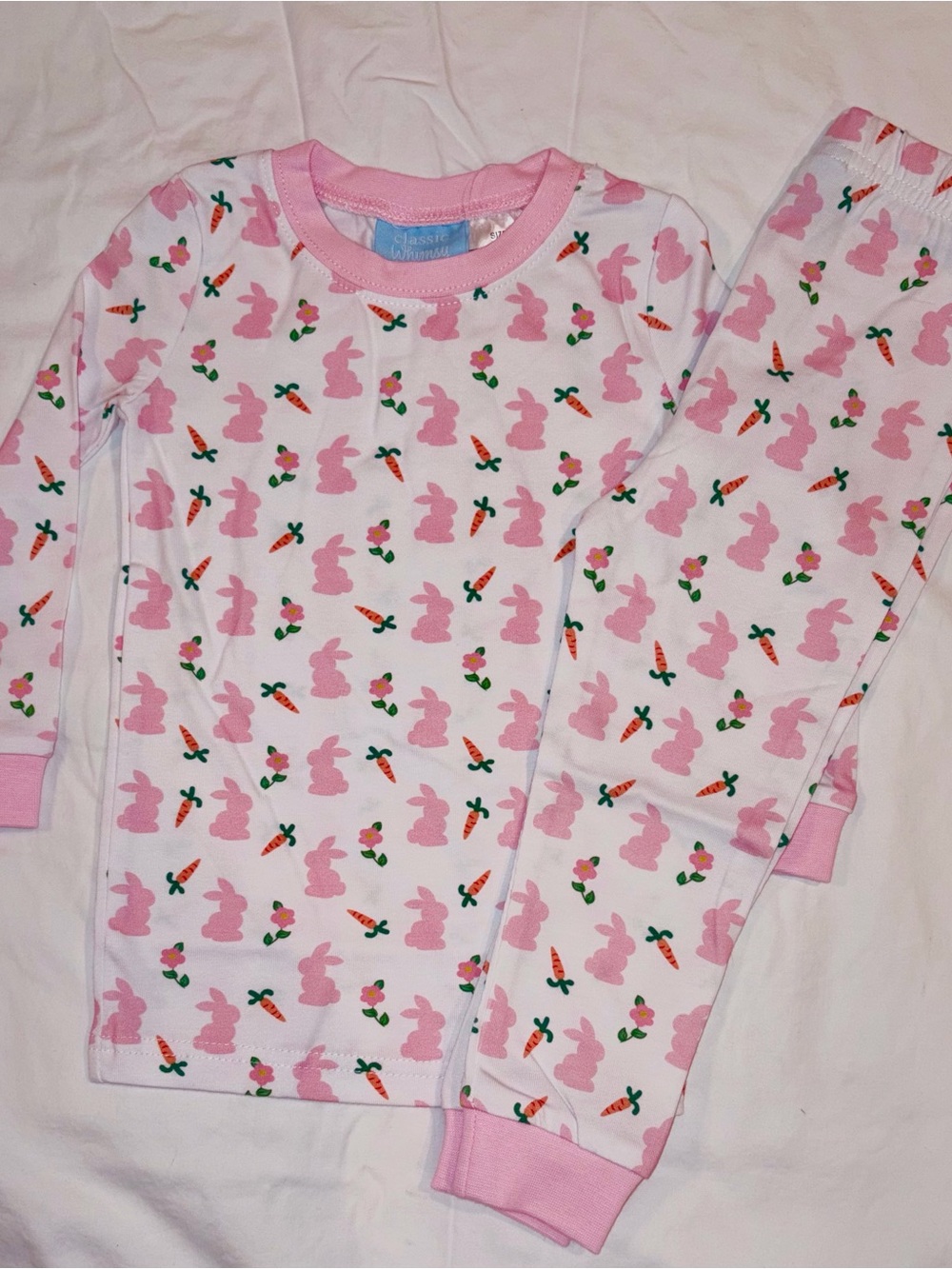 Classic Whimsy Bunny & Carrots pink pajama set sz 24 months NWT